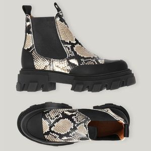 Ganni Embossed Snake Chelsea Boot